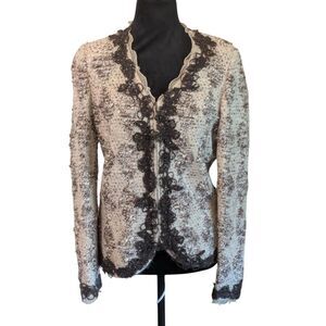 Stizzoli Made In Italy Knit Cardigan Sweater Jacket Mohair Wool Blend Size 46